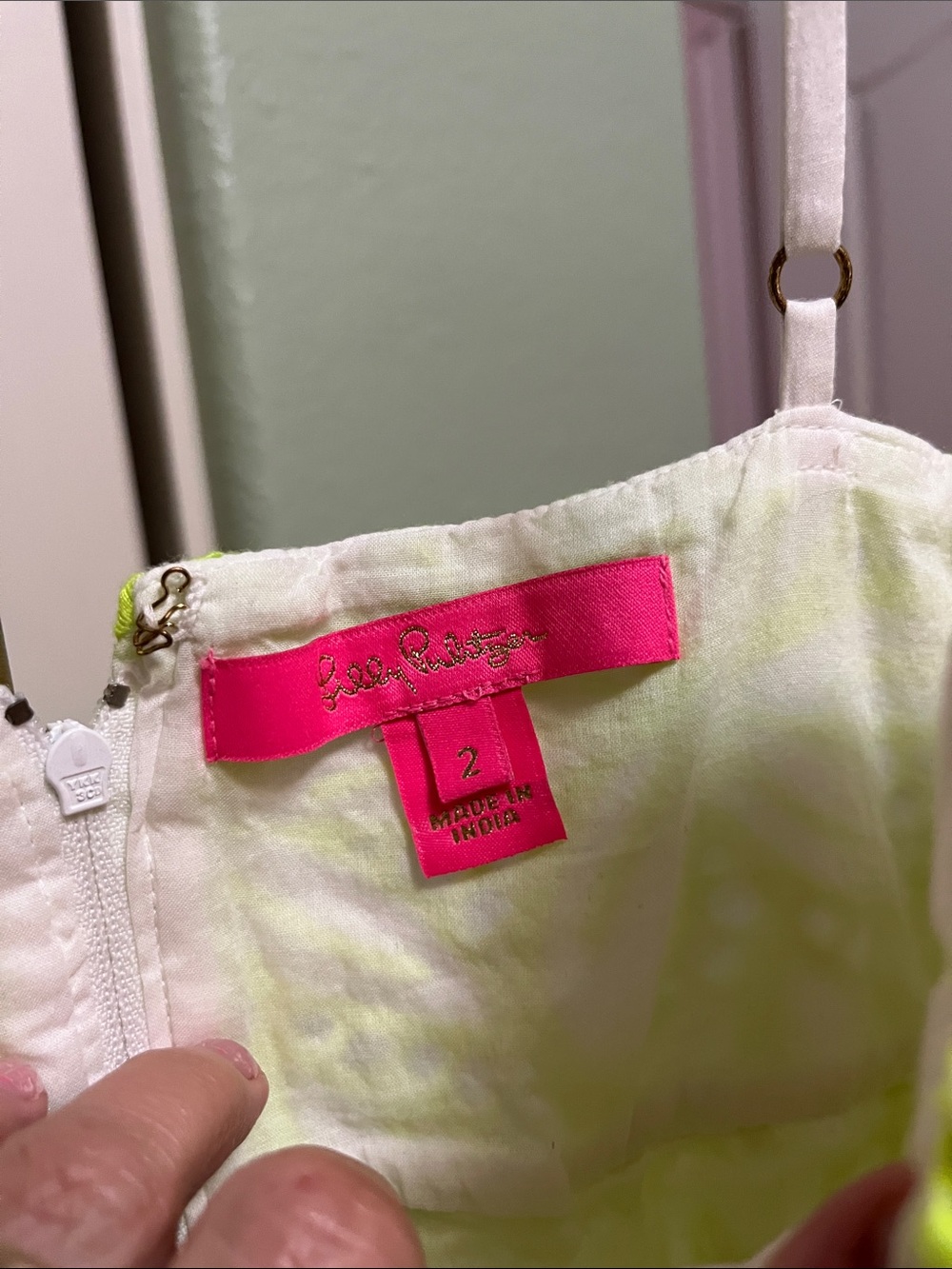 Lilly Pulitzer Neon Yellow and White Spaghetti Strap Lace Top Sz 2 NEW - Picture 2 of 7
